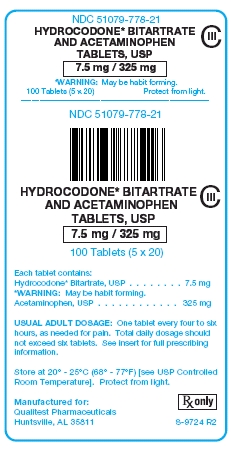 Hydrocodone Bitartrate and APAP Tablets, USP 7.5 mg/325 mg