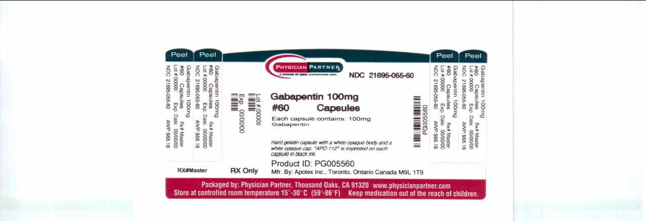 image of Gabapentin 100 mg package label