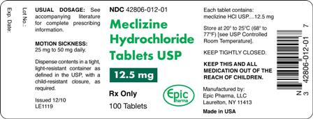 Meclizine Hydrochloride Tablets uSP, 12.5 mg - 100 count