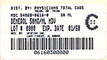 image of 50mg/mL MDV package label
