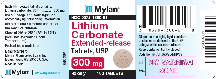 Lithium Carbonate Extended-release Tablets 300 mg Bottles
