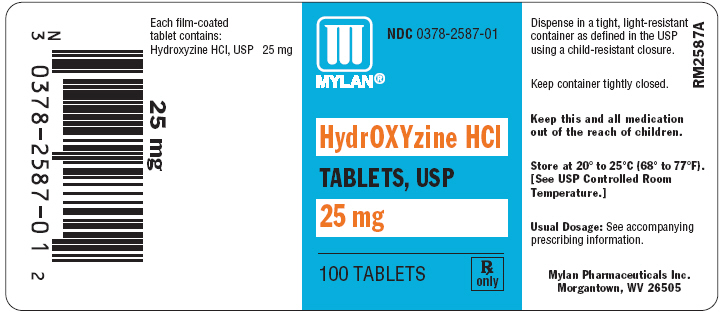 Hydroxyzine Hydrochloride 25 mg in bottles of 100