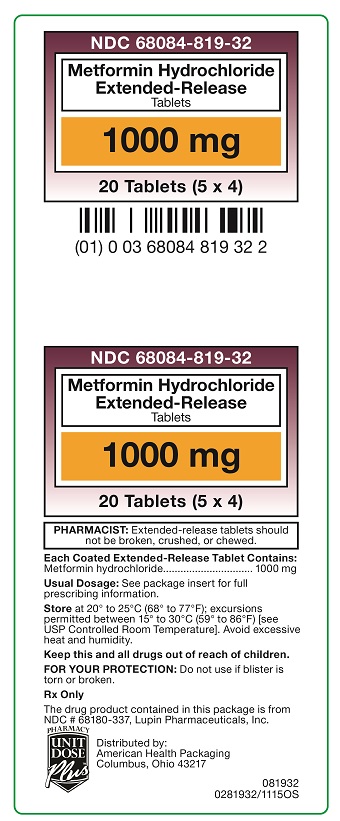 1000 mg Metformin HCl Tablets Carton