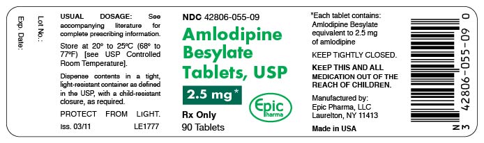 Amlodipine Besylate Tablets USP, 2.5 mg - 90 Tablets