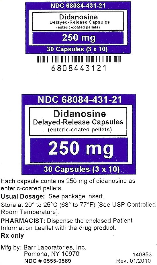 Didanosine Delayed-Release 250mg label