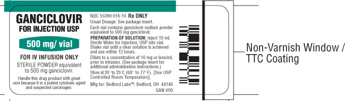 Vial Label for Ganciclovir for Injection USP 500 mg