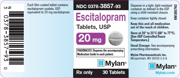 Escitalopram Tablets 20 mg Bottle Labels