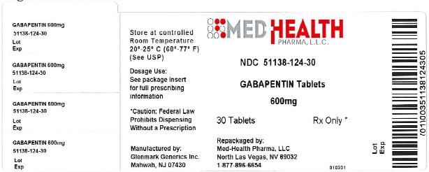 Gabapentin Tablets 600 mg Bottle Label