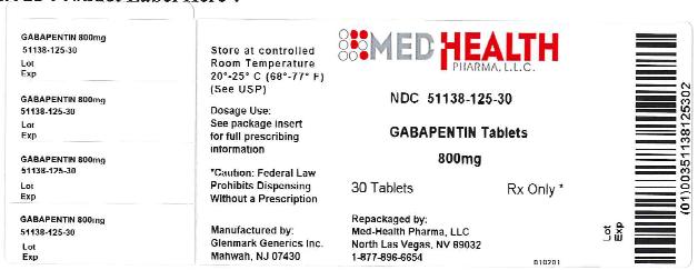 Gabapentin Tablets 800 mg Bottle Label