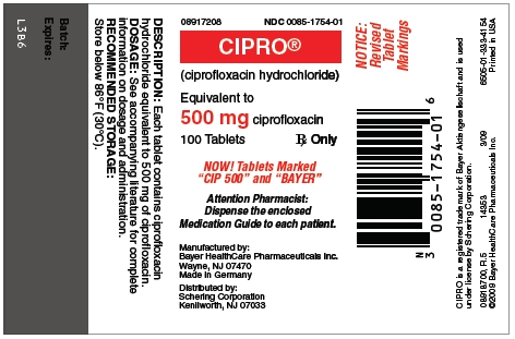 Cipro 500 mg Tablets label