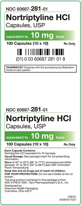 10 mg Nortriptyline HCl Capsules Carton