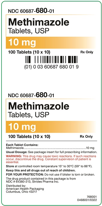 10 mg Methimazole Tablets Carton