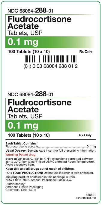 0.1 mg Fludrocortisone Acetate Tablets Carton, 100 UD