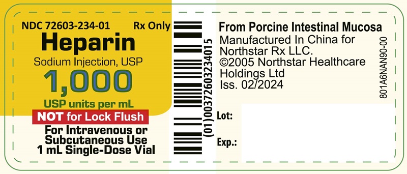 Principal Display Panel – Heparin Sodium Injection, USP 1,000 USP units per mL Vial Label