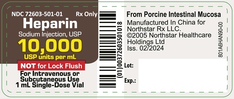 Principal Display Panel – Heparin Sodium Injection, USP 10,000 USP units per mL Vial Label