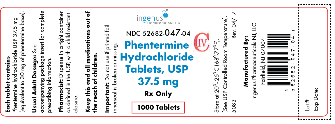 Phentermine hydrochloride Tablets, USP - 1000ct