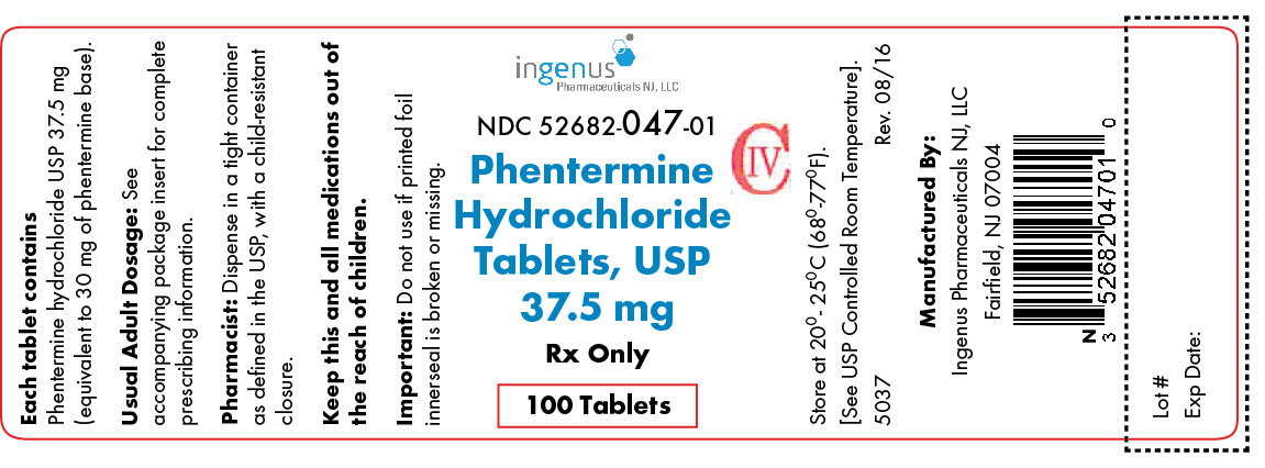 Phentermine hydrochloride Tablets, USP - 100ct