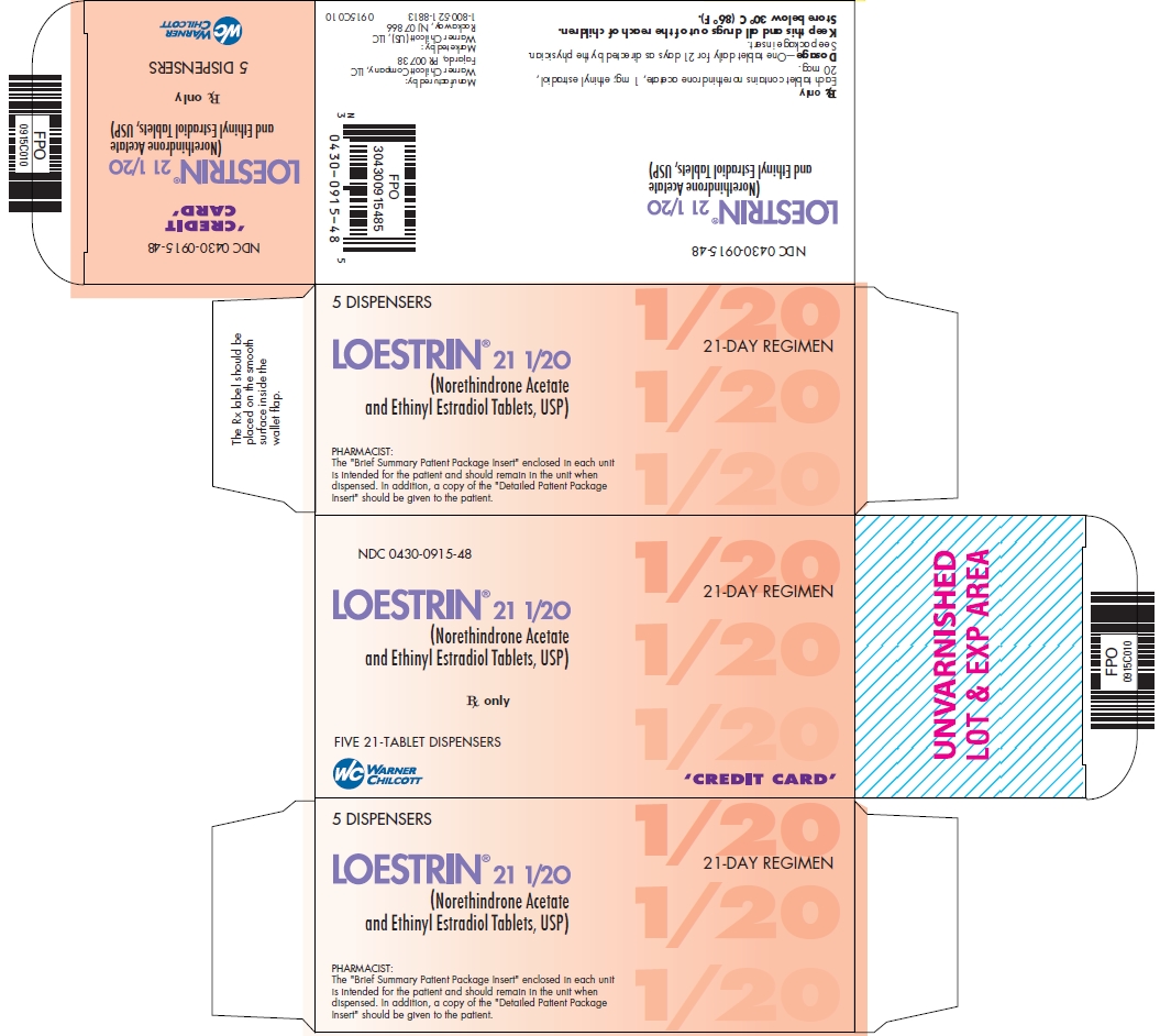 LOESTRIN® 21 1/20 (Norethindrone Acetate and Ethinyl Estradiol Tablets, USP) Trade Carton Label