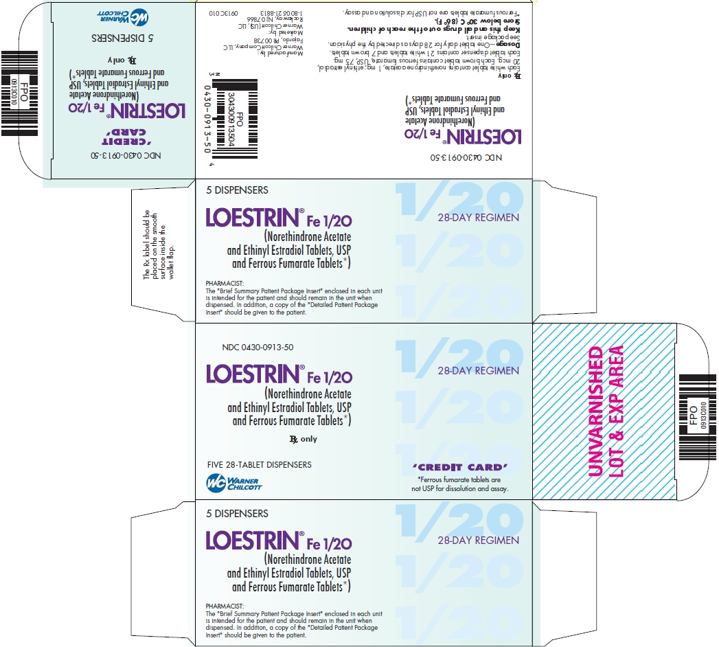 LOESTRIN® Fe 1/20 (Norethindrone Acetate and Ethinyl Estradiol Tablets, USP and Ferrous Fumarate Tablets*) Trade Carton Label