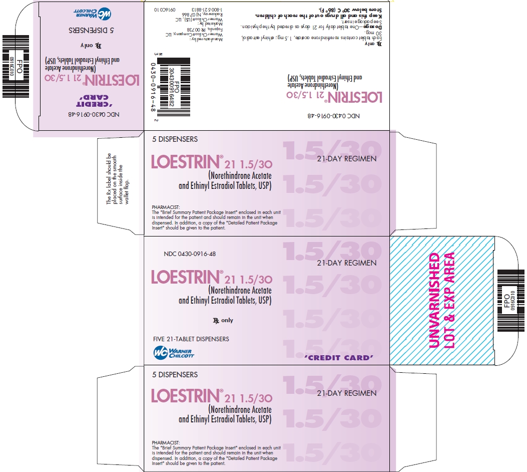 LOESTRIN® 21 1.5/30 (Norethindrone Acetate and Ethinyl Estradiol Tablets, USP) Trade Carton Label