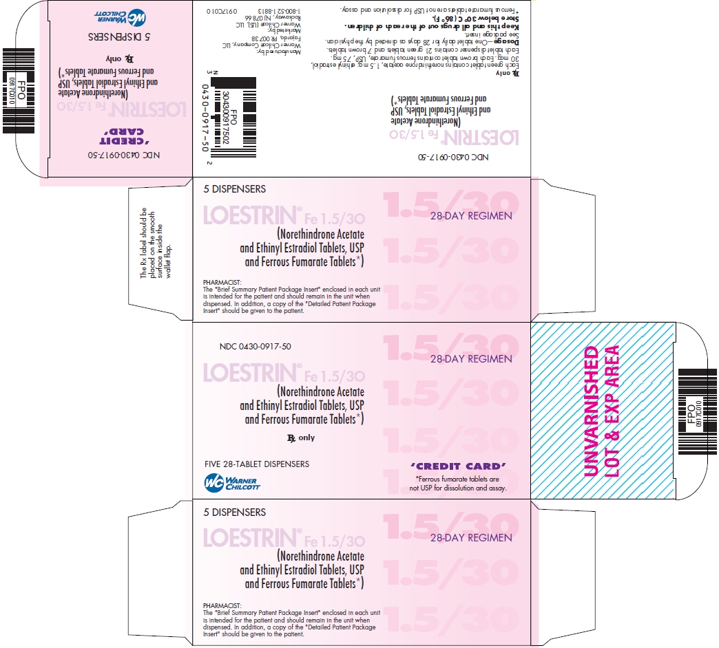 LOESTRIN® Fe 1.5/30 (Norethindrone Acetate and Ethinyl Estradiol Tablets, USP and Ferrous Fumarate Tablets*) Trade Carton Label