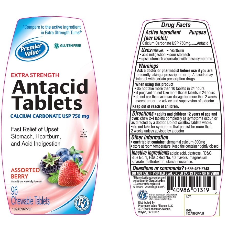 Premier Value Extra Strength Assorted Berry Antacid Tablets 