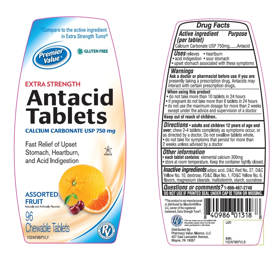 Premier Value Extra Strength Assorted Fruit Antacid Tablets 