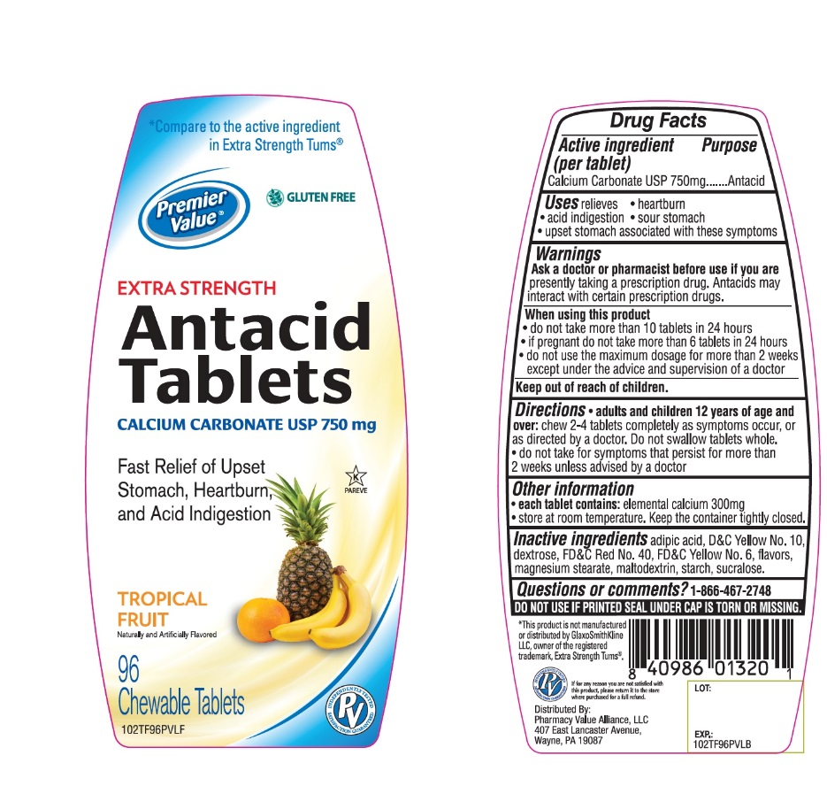 Premier Value Extra Strength Tropical Fruit Antacid Tablets 