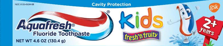 Aquafresh Kids fresh n fruity 4.6oz (130.4g) carton