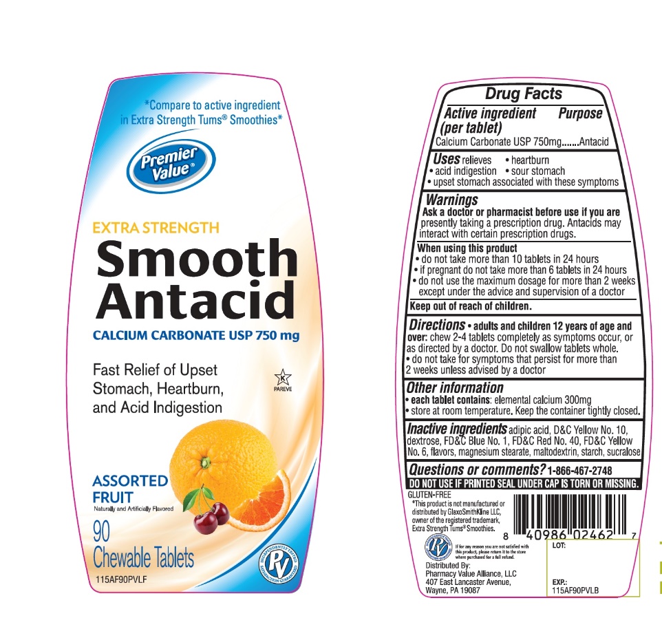 Premier Value Extra Strength Smooth Antacid Tablets Assorted Fruit