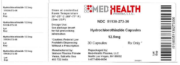 Hydrochlorothiazide Capsules 12.5 mg bottle label 30 capsules