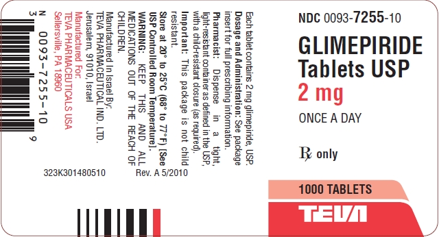 Glimepiride Tablets USP 2 mg 1000s Label