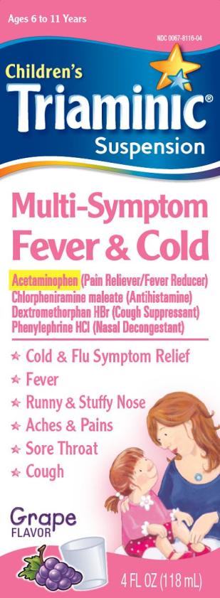 Childrens Triaminic Suspension Multisymptom Fever Cold 4 fl oz (118 mL) carton