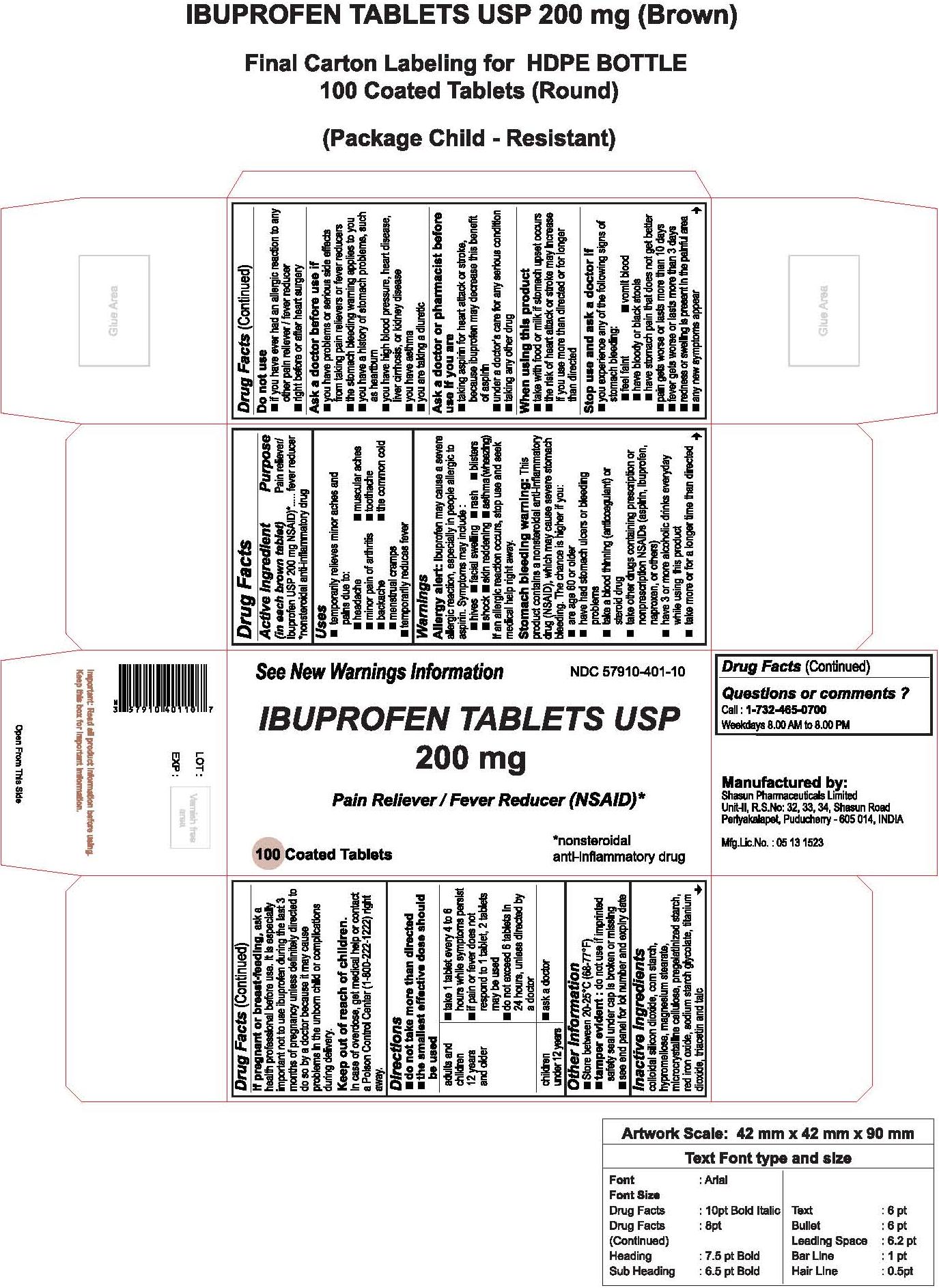 Iuprofen Tablet USP 200 mg Carton Label