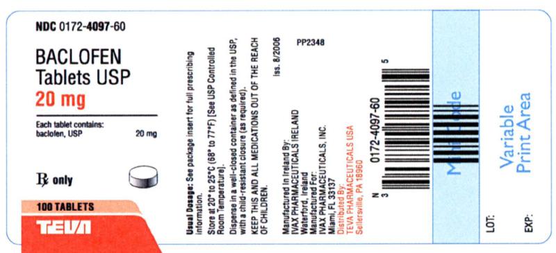 Baclofen 20mg 100s label