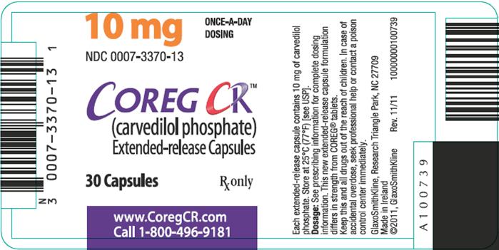 COREG CR 10 mg 30 count label image