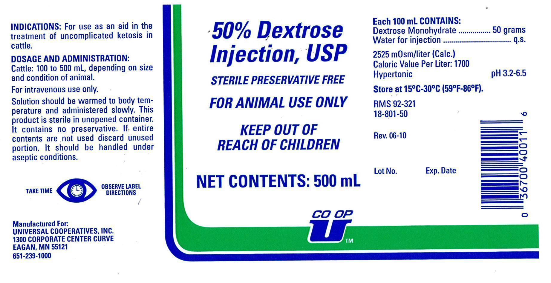 Dextrose Label Universal Cooperatives