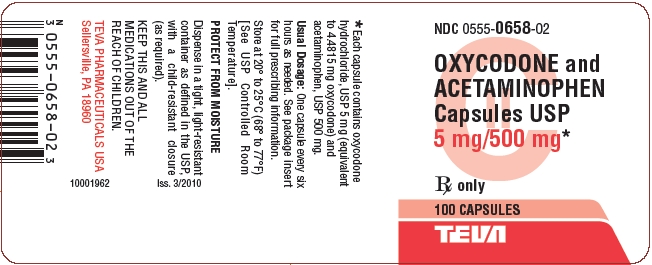 Oxycodone and Acetaminophen Capsules USP 5 mg/500 mg 100s Label