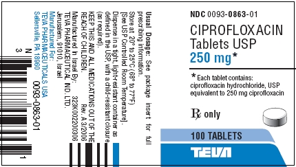 Ciprofloxacin Tablets 250 mg 100s Label