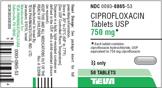 Ciprofloxacin Tablets 750 mg 50s Label