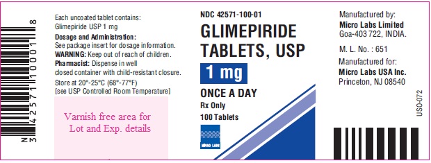 Glimepiride Tablets 1 mg container label