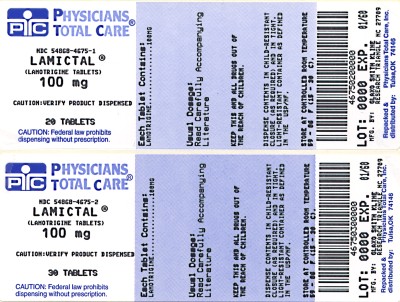 image of 2 package labels 100mg 20,30 tablets
