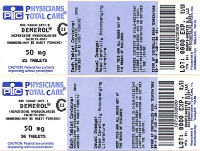 image of 2 package labels 50mg 25,30 tablets