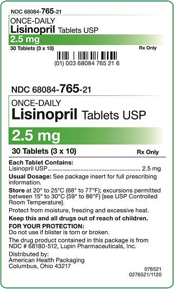2.5 mg Lisinopril Tablets Carton