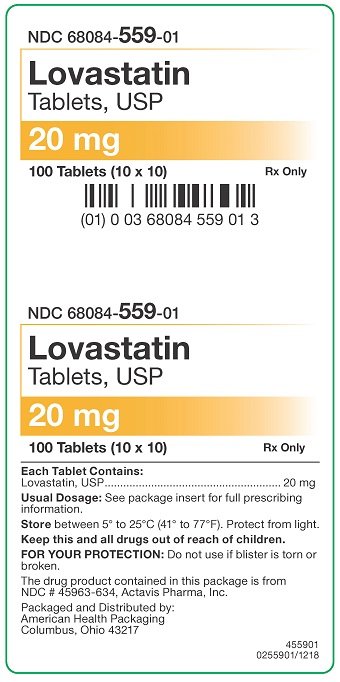 20 mg Lovastatin Tablets Carton