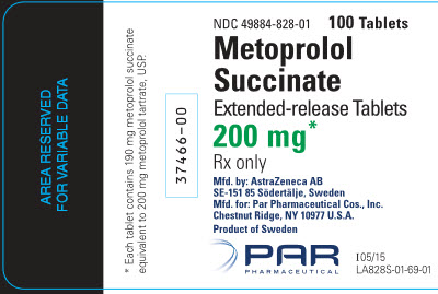 metoprolol succinate 200 mg 100 tablets bottle label