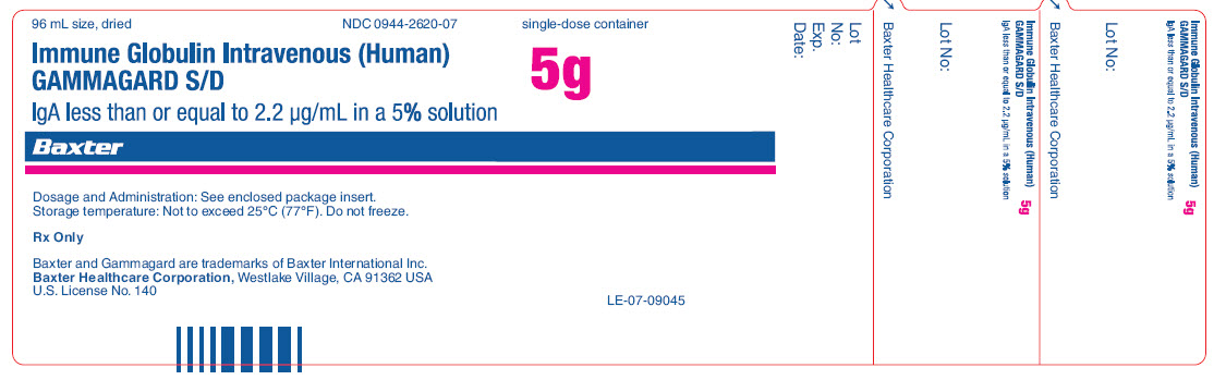 GAMMAGARD SD 5g IgA less than 2.2 µg/mL in a 5% solution vial label