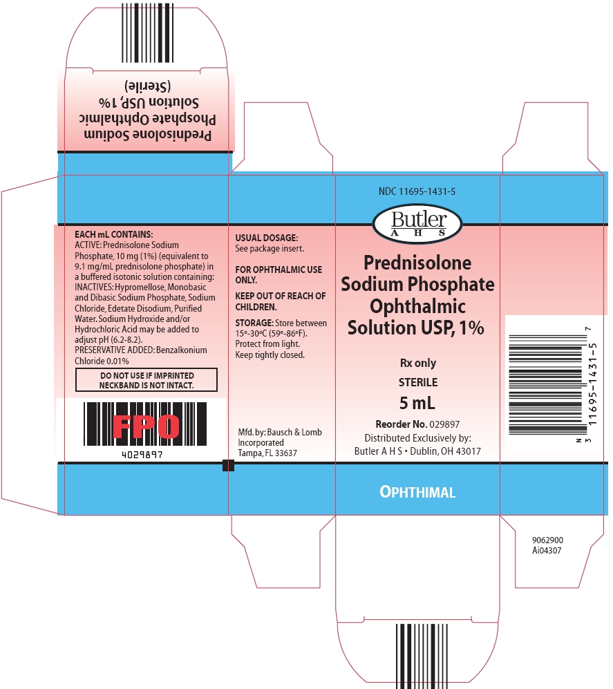 Prednisolone Sodium Phosphate Ophthalmic Solution USP, 1% (Carton, 5 mL - Butler)