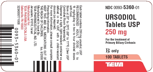 Ursodiol Tablets USP 250 mg 100s Label