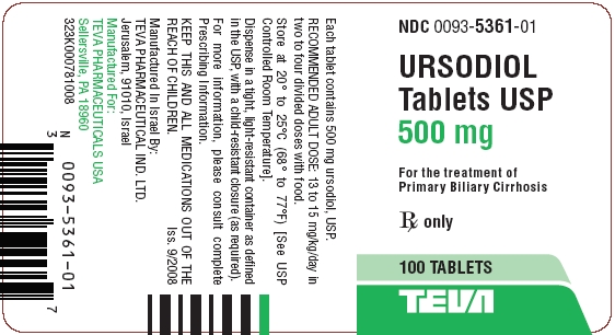 Ursodiol Tablets USP 500 mg 100s Label